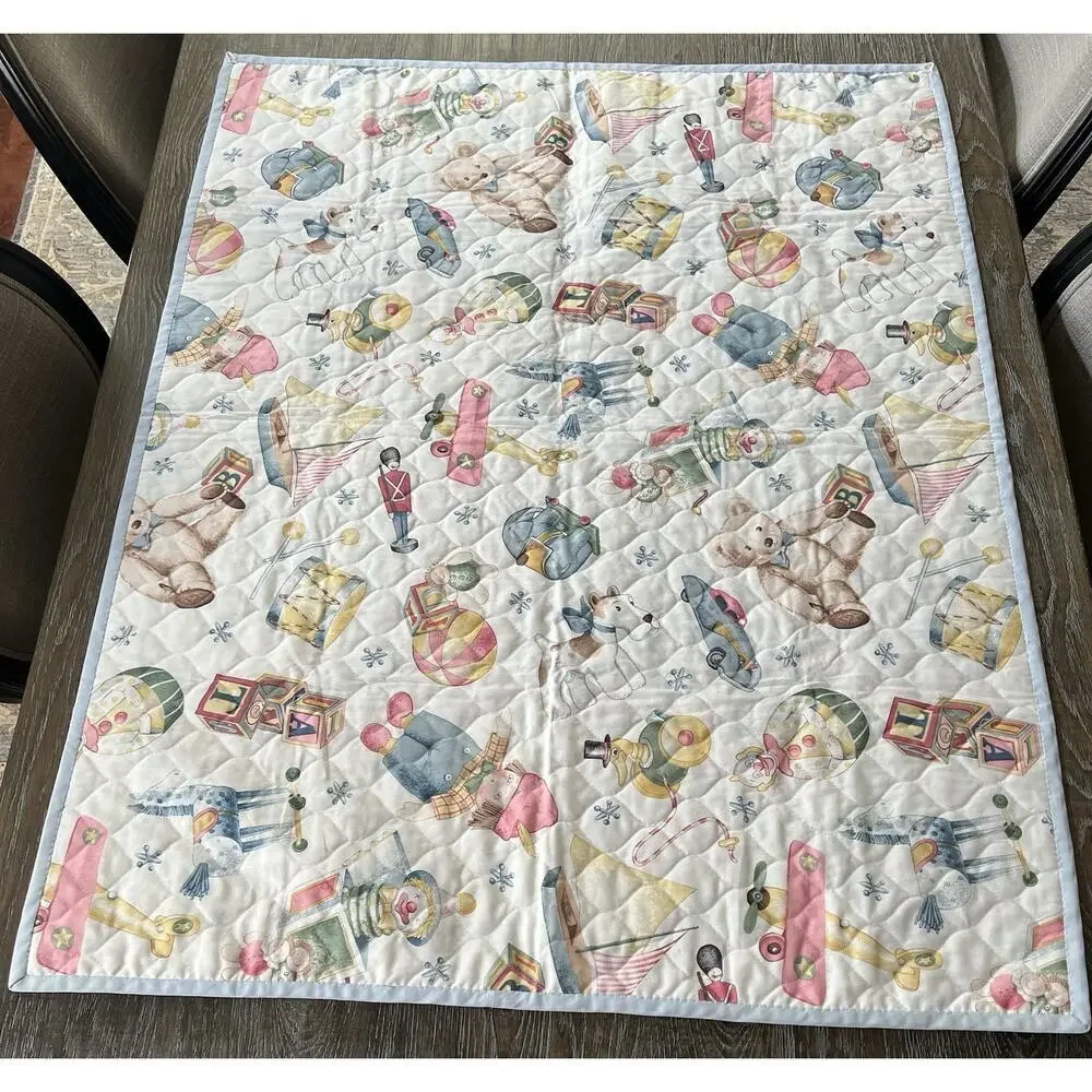 Vintage Baby Quilt or Wall Hanging in Charming Pastel‎ Colors Rabbit